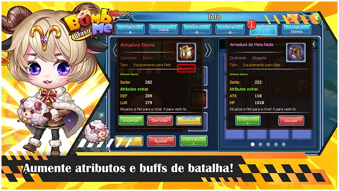 Aumente atributos e buffs de batalha!